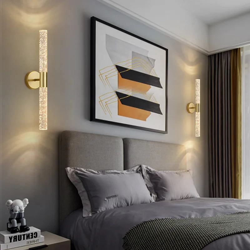 LumiGlas – Luxe LED Wandlamp met Kristal Bubbelstaaf