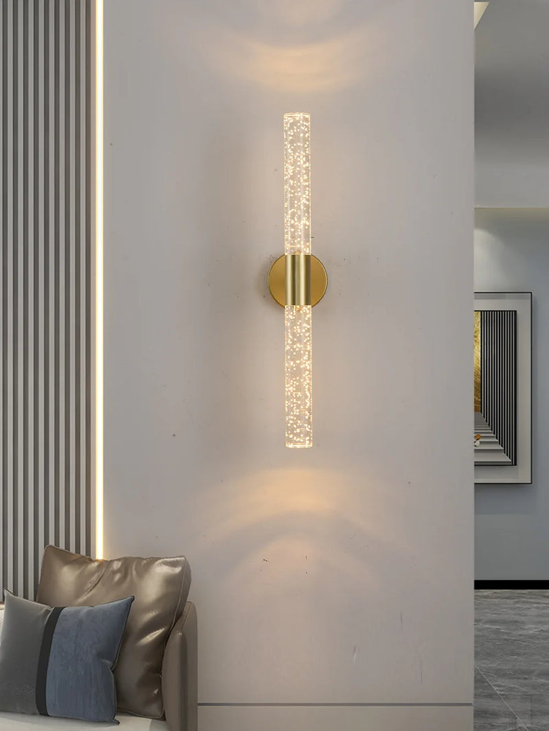LumiGlas – Luxe LED Wandlamp met Kristal Bubbelstaaf