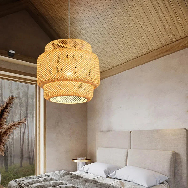 ZenWeave Bamboe Hanglamp – Handgeweven Oosterse Stijl voor Huis en Restaurant