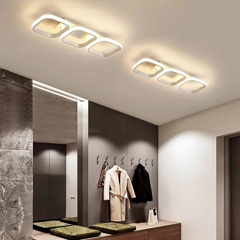 Nordic Luxe LED Plafondlamp – Dimbare Vierkante & Ronde Hanglamp voor Moderne Interieurs