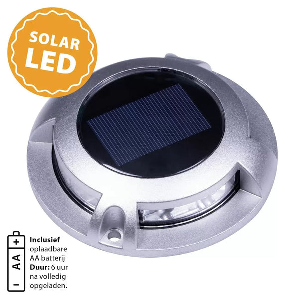 Solar Decklight RVS – Opbouw Vloerspot LED 8x Super Bright IP44