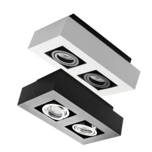 Stobi-II Opbouwspot Dubbel GU10 – Vierkant Wit of Zwart