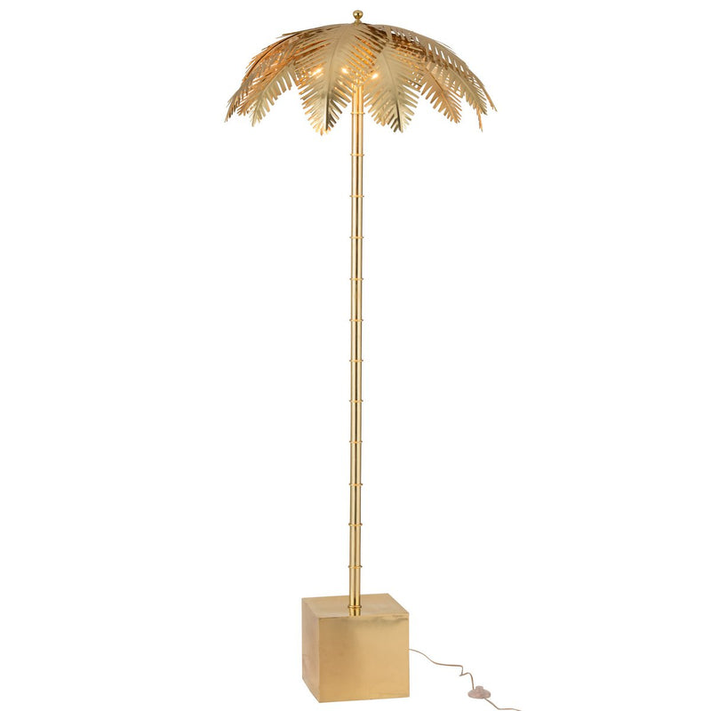 J -Line Lamp Staand Kokosbladeren - Metaal - Goud