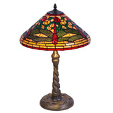 Alexandra Lighting - Rubberen Voet Tafellamp Met Tiffany Libellenscherm Diameter 40Cm Compact Serie
