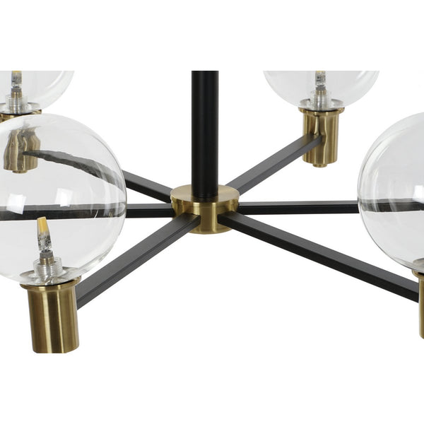 Alexandra Meti - METALEN GLAZEN PLAFONDLAMP 83X83X128 ZWART BALLEN