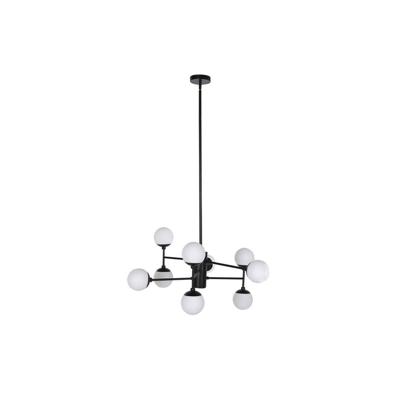 Alexandra Meti - Metalen Glazen Plafondlamp 80X80X60 9 Zwarte Ballen