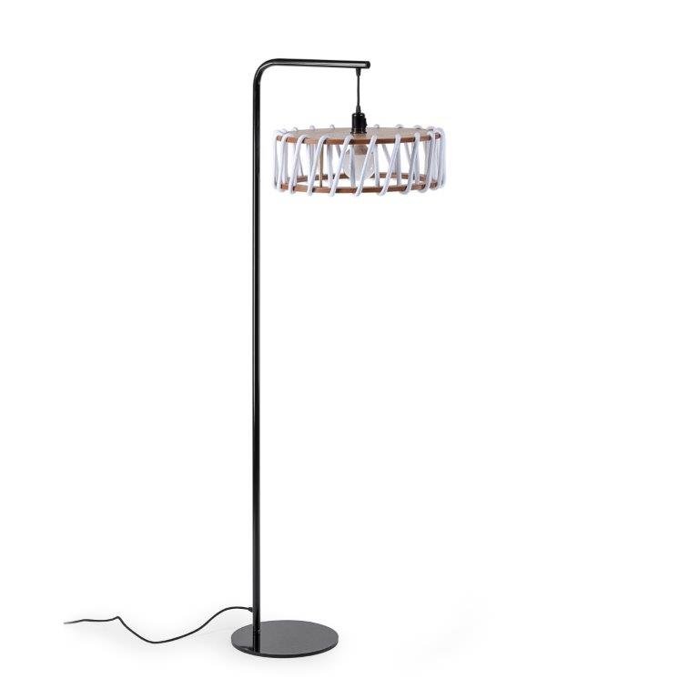 Emko - Macaron Vloerlamp, Zwart Frame, Witte Kap