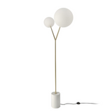 Angel Cerda - Staande Lamp In Calacatta Marmer, Verguld Staal En Wit Glas
