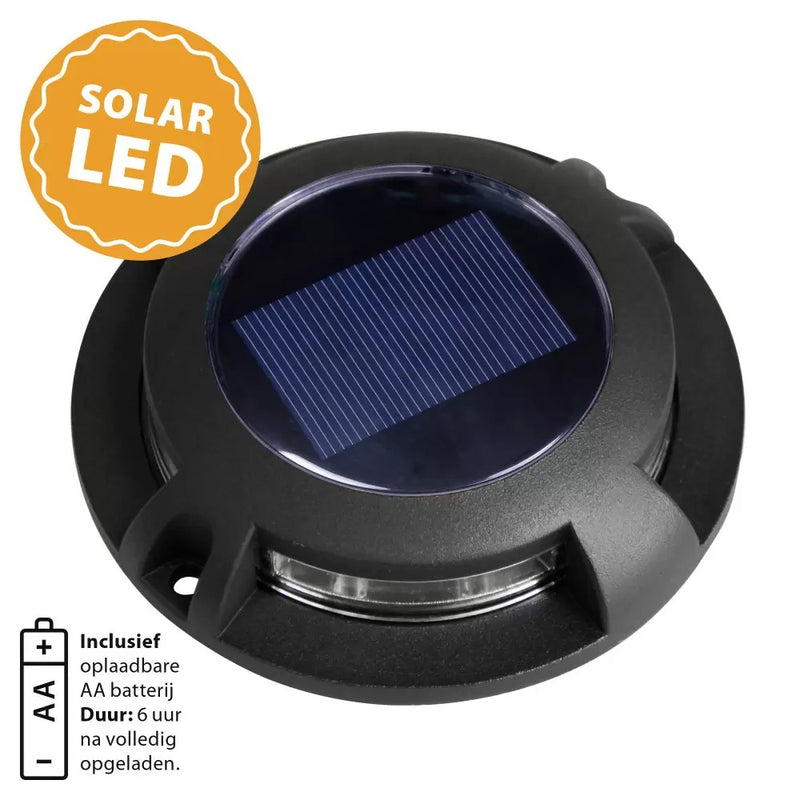 Solar Decklight Zwart – Opbouw Vloerspot LED 8x Super Bright IP44