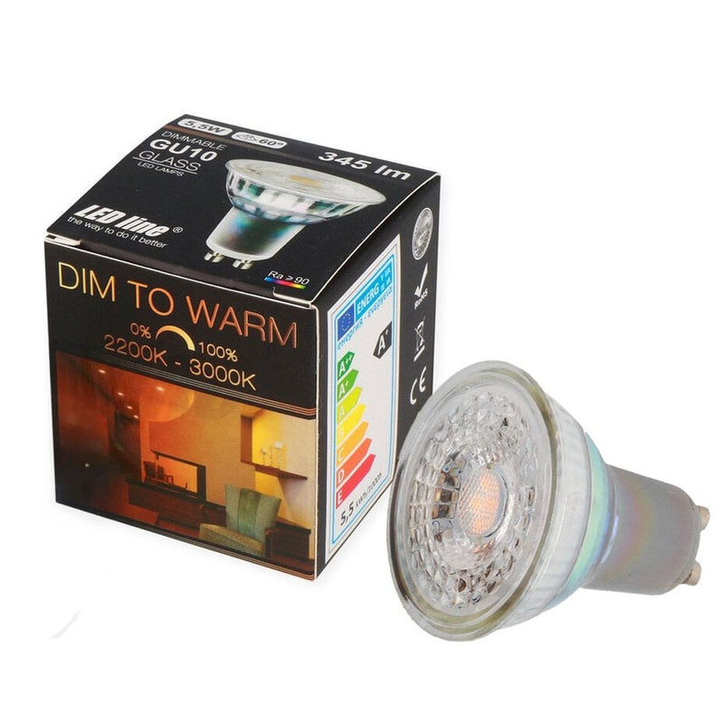 Dimbare LED spot GU10 - 5,5W 346Lm - DTW 2200K-3000K Dim To Warm | Dimtone Dimbaar 230v