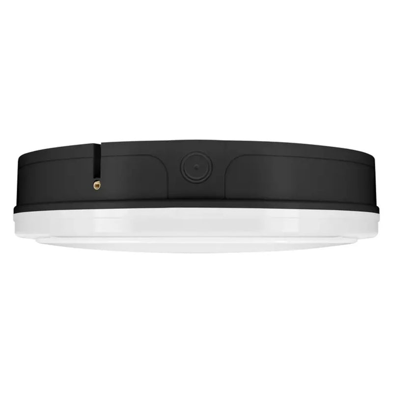 LED Nood Wandlamp Bulkhead Surface Sensor - IP65 Ø250MM - Zwart - 10W 800Lm - 3000k 830 Warm wit | IK10 Daglichtsensor