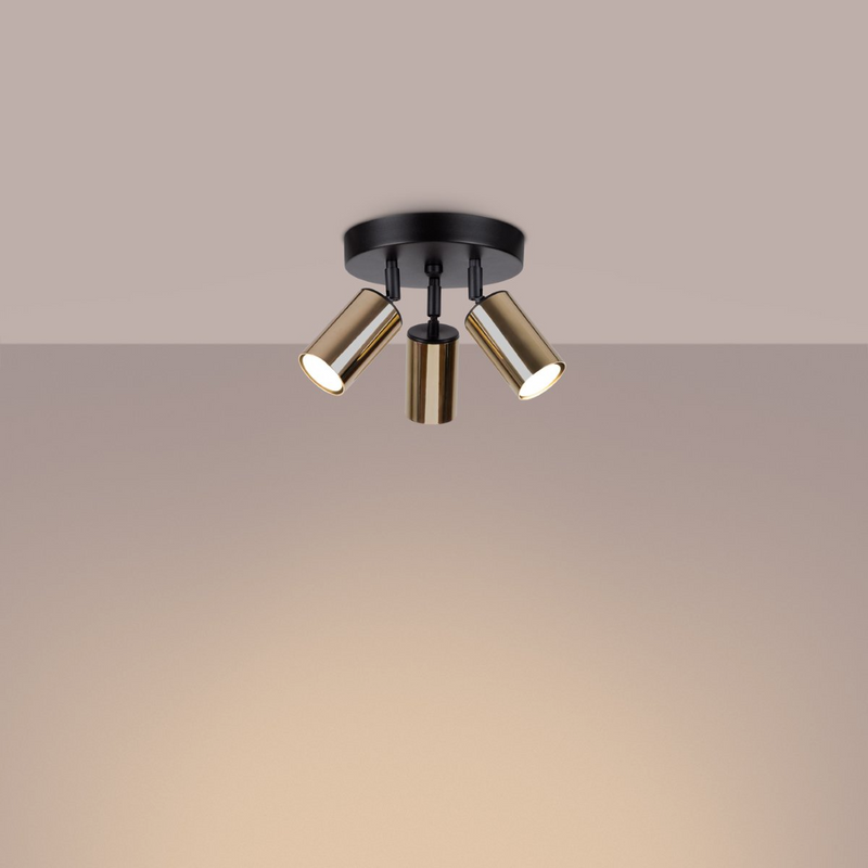 Lightinup SRL - Winx 3P Zwart/Gouden Plafondlamp
