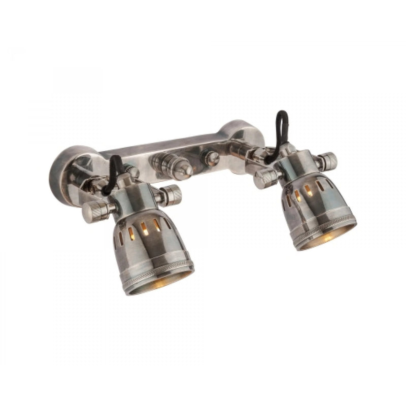 Indigo Double Opbouwspot Antiek Zilver – Draaibare Wand-/Plafondlamp GU10