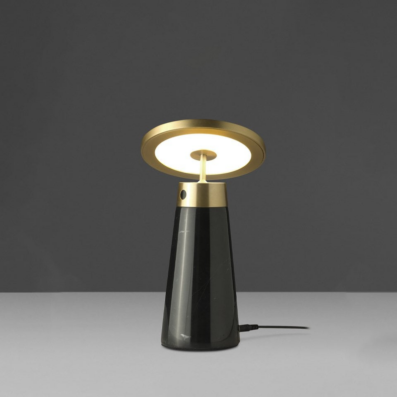 Angel Cerda - Tafellamp In Nero Marquina Marmer En Goudgepolijst Staal