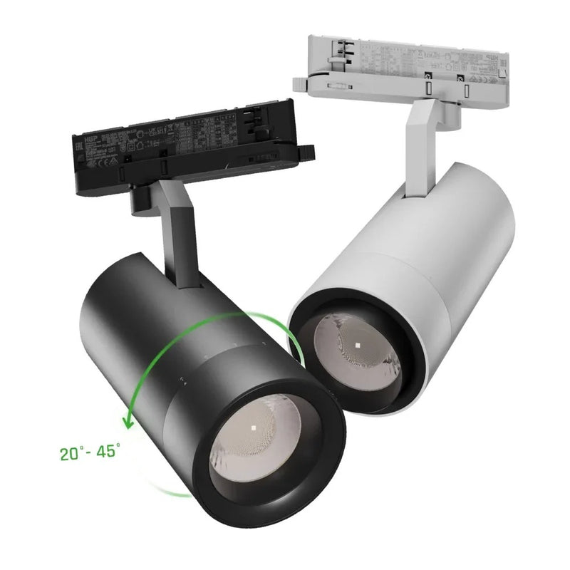 Pava 2 LED Railspot 19-42W Instelbaar 20-45° Wit/Zwart