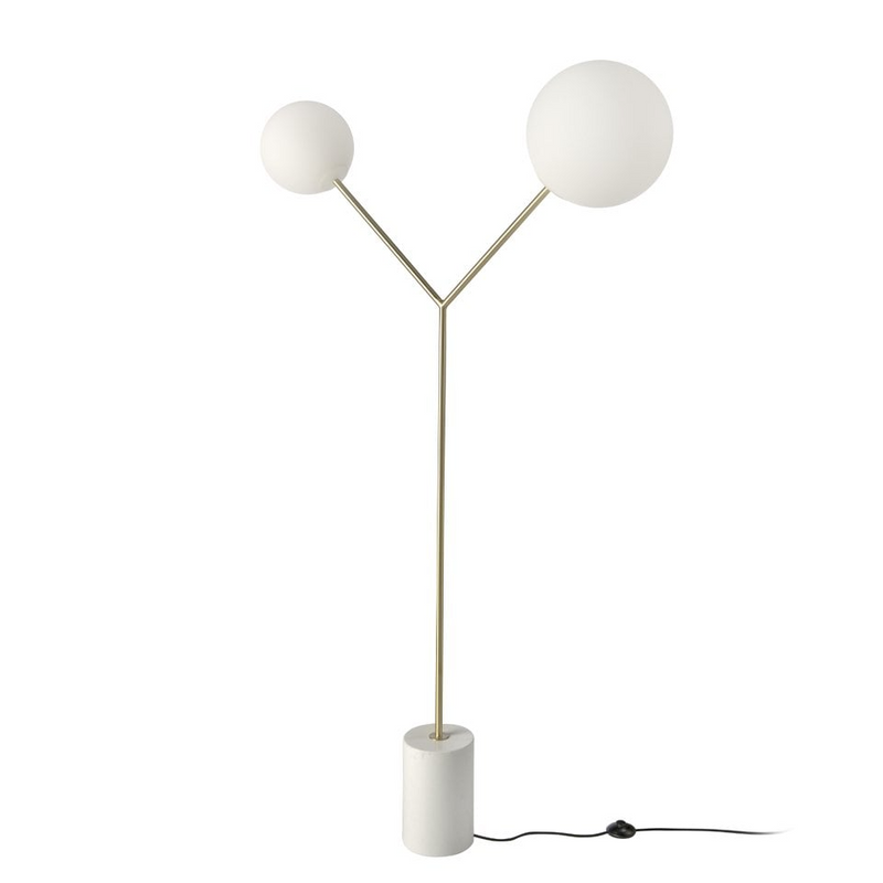 Angel Cerda - Staande Lamp In Calacatta Marmer, Verguld Staal En Wit Glas