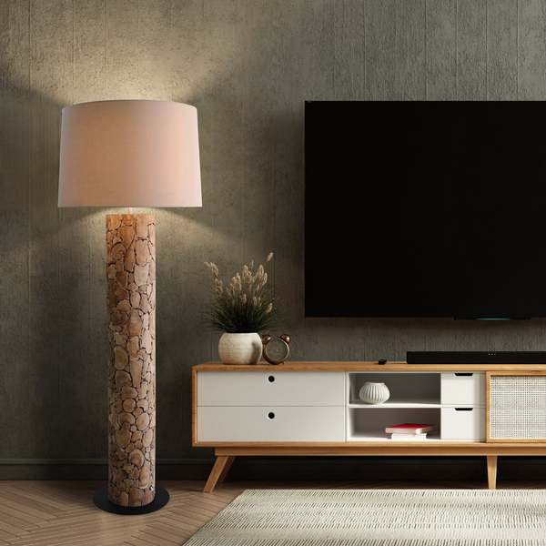Salesfever - Vloerlamp Drijfhout Naturel/Wit