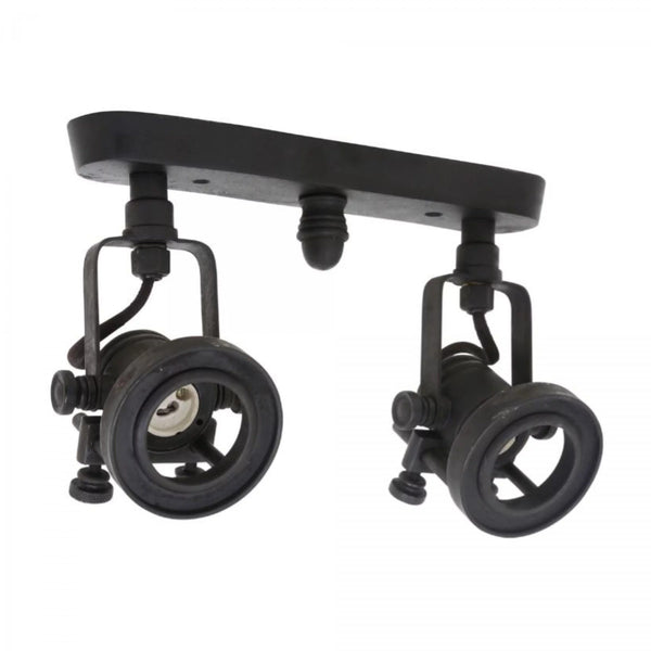 Prescott Double Opbouwspot Zwart Messing – 2x Draaibare GU10 Spots