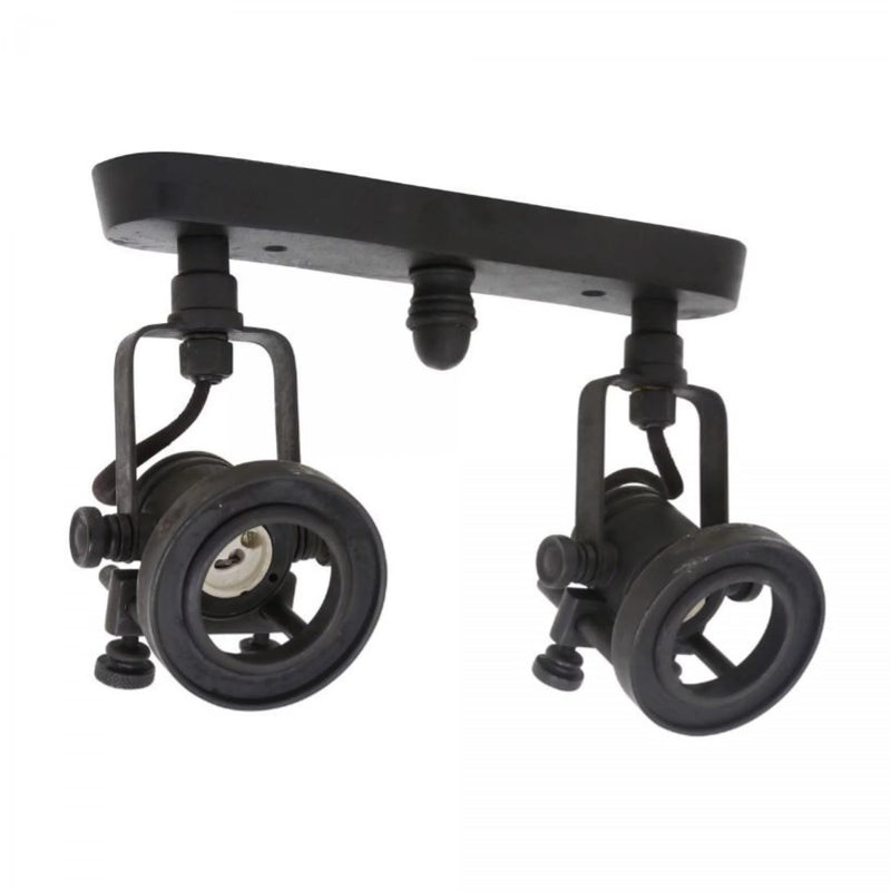 Prescott Double Opbouwspot Zwart Messing – 2x Draaibare GU10 Spots