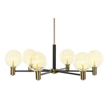 Alexandra Meti - METALEN GLAZEN PLAFONDLAMP 83X83X128 ZWART BALLEN