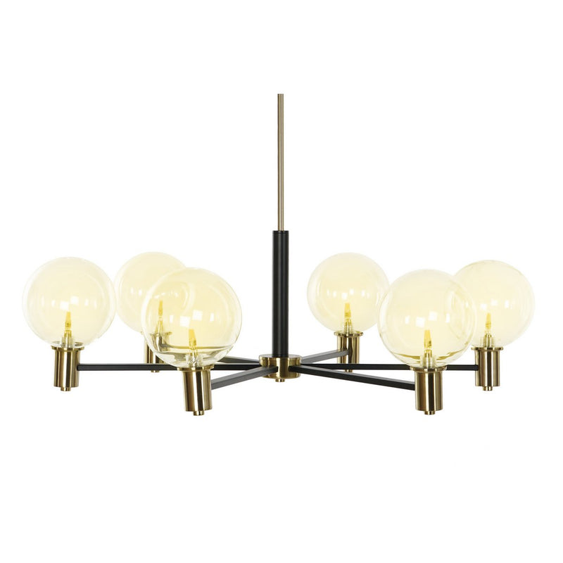 Alexandra Meti - METALEN GLAZEN PLAFONDLAMP 83X83X128 ZWART BALLEN