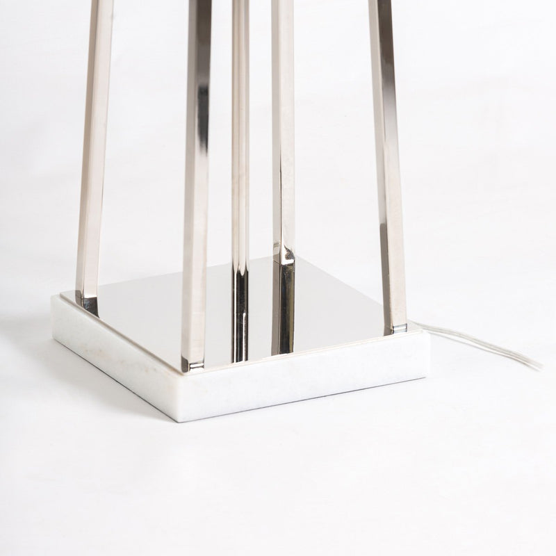 Alexandra Thai - Vloerlamp 25X25X127 Wit Marmer/Nikkel Metaal Zonder Scherm