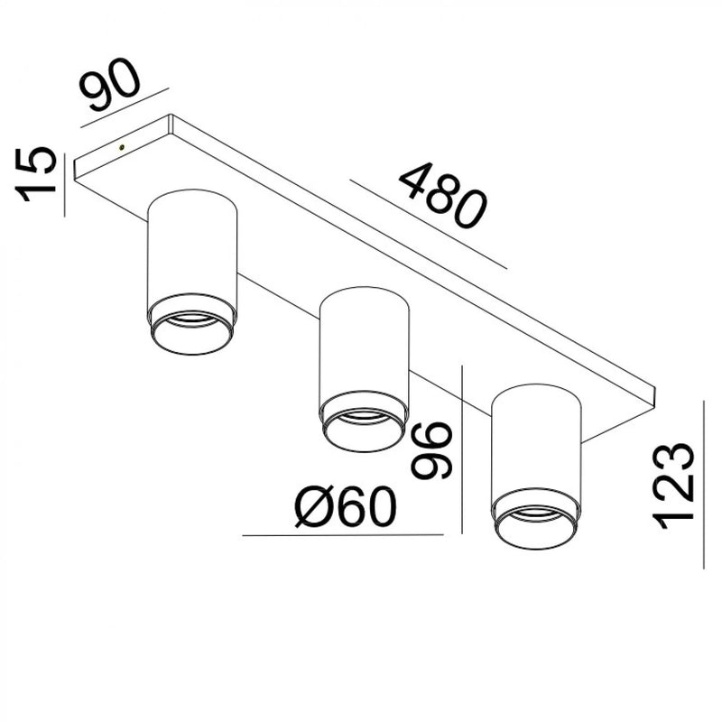 Scott 3 Opbouwspot Gun Metal – 3-lichts Draaibare Plafondspot GU10