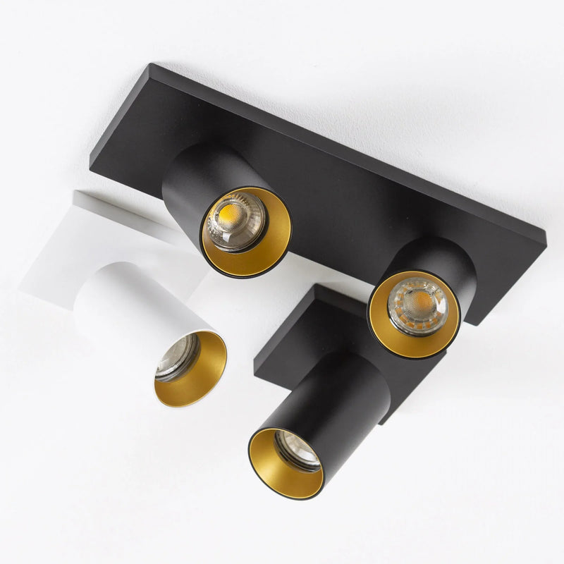 Mila 2 Opbouwspot Wit/Zwart – 2-lichts Draaibare Wand- en Plafondspot