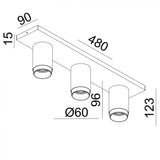 Scott 3 Opbouwspot Champagne – 3-lichts Draaibare Plafondspot GU10