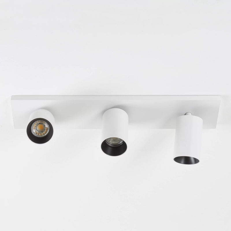 Mila 3 Opbouwspot Wit/Zwart – 3-lichts Draaibare Wand- en Plafondspot